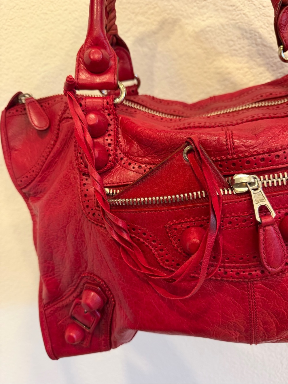 Balenciaga Citybag Giant Brogues Work Crimson red Vintage Y2K - Picture 5 of 13